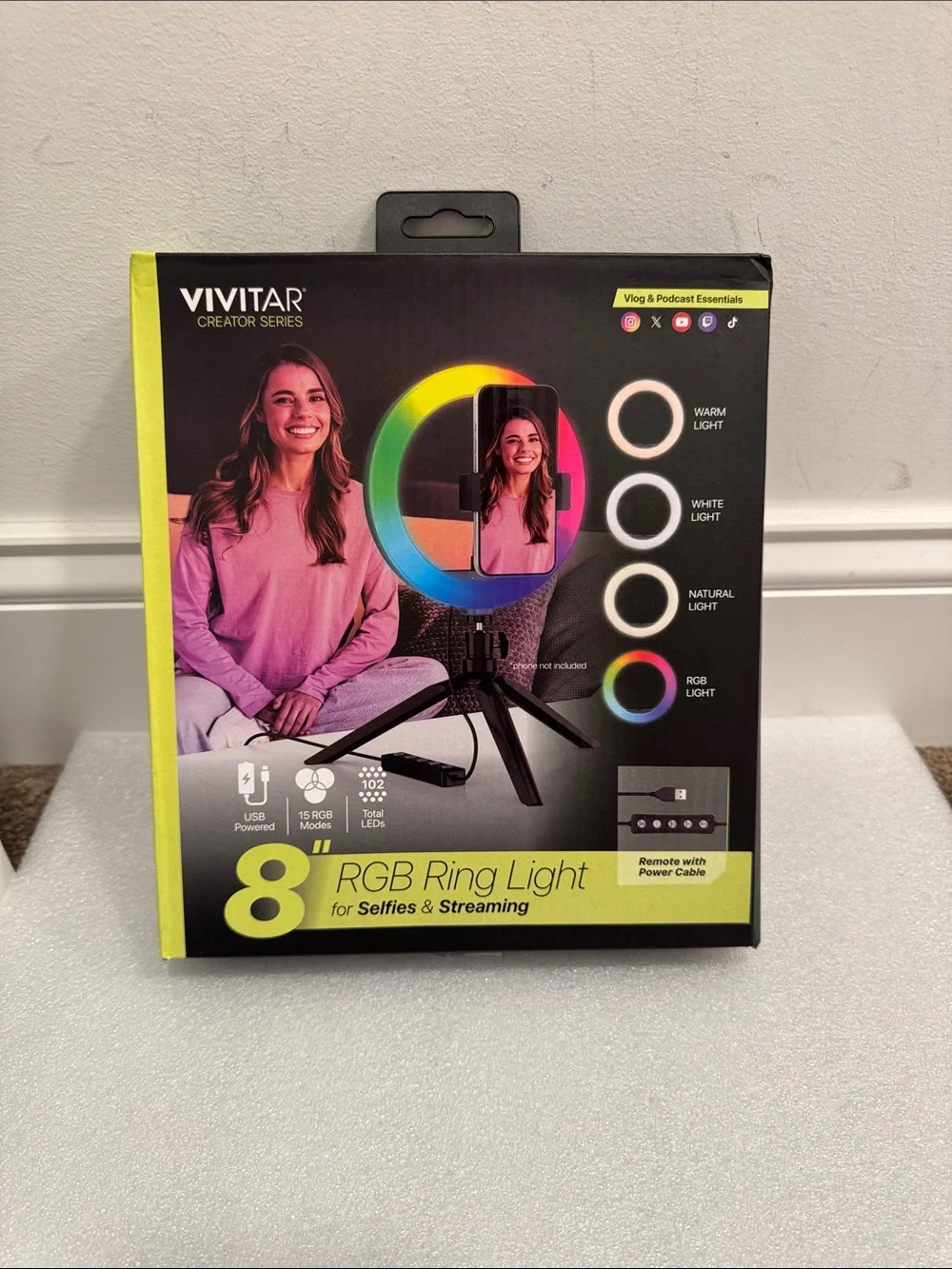 Vivitar 8” RGB ring light & tripod set NIP - Picture 1 of 2